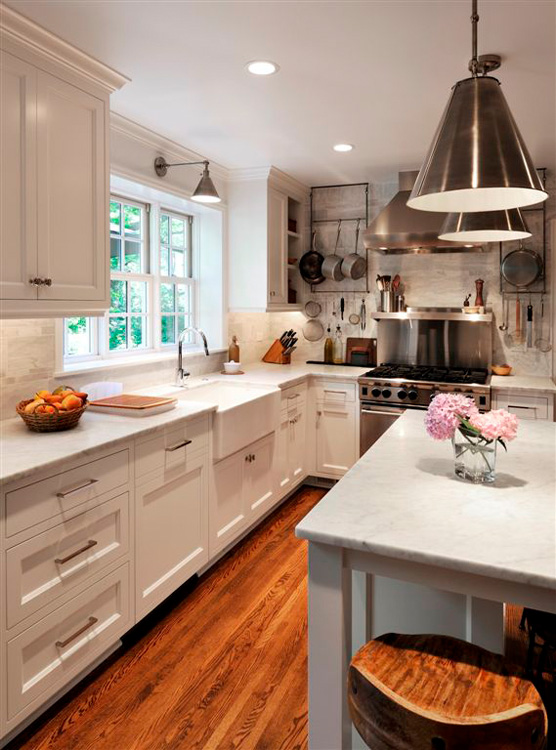 MN Kitchen Remodel with White Cabinets Wood Floors