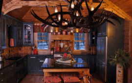 Antler Chandelier and Kitchen