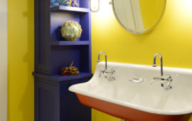 Lower Level Bathroom with Bright Colors and Nautical Decor