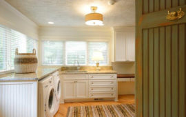 Mudroom White Cabinets Wood Floors