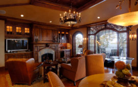Traditional Family Room with Wood Built-Ins