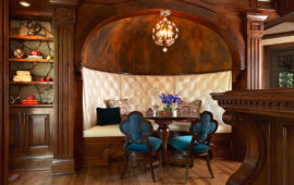Custom Upholstered Banquette for Home Bar Area