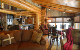 Log Cabin Living Room and Kitchen