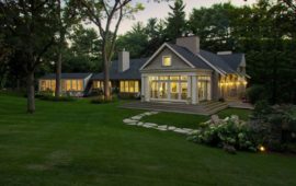 Custom Home Sunroom Exterior Backyard View