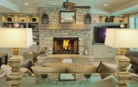 Remodeled Lower Level Family Room with Fireplace and Built-ins