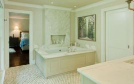 Master Bathroom Large Spa Bathtub Marble Surround